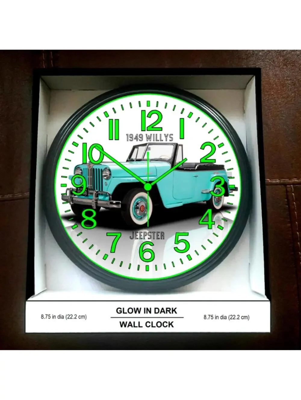 1949 Willys Jeepster Glow In The Dark Wall Clock New!